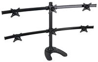 MonMount Freestanding 6 Screen Monitor Mount Hex Stand with Curved H-Layout Rotation and Swivel Supports up to 24"