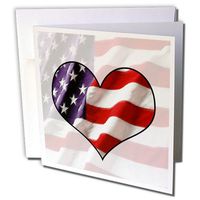 3dRose American Flag Heart - Greeting Cards, 6 x 6 inches, set of 6 (gc_12149_1)