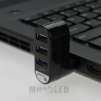 New Mini 3 Port USB 2.0 Rotating Splitter Adapter Hub For PC Laptop Notebook Mac
