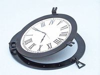 Hampton Nautical  Bronzed Deluxe Class Porthole Nautical Clock, 17"