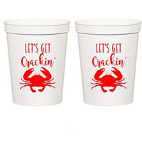 Red Crab Let's Get Crackin White Plastic Stadium Cups (10 cups)