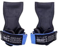 Lifting Grips PRO Weight Gloves Best Heavy Duty Straps Alternative to Power Hooks Deadlifts Adjustable Neoprene Padded Wrist Wrap (BlueStRb, Medium 6.50"-7.50" Standard Wrist Size)
