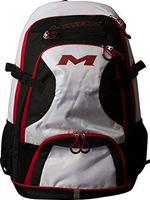 Miken Players Backpack (with 4 Bat Slots and Laptop Sleeve), Black/White/Red