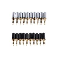 Davitu 10 Pcs 3 Pole Copper Gold Plated 3.5mm Male Stereo Audio Jack Plug Soldering Connector #Sep.08 - (Color: Silver)