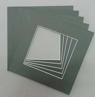 Pack of 5 16x16 Square Black Picture Mats with White Core Bevel Cut for 12x12 Pictures