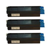 Amsahr 42127404 Okidata 42127404, C5100n Remanufactured Replacement Toner Cartridge with Three Black Cartridges