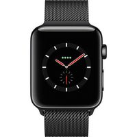 Apple Watch Series 3, 42MM, GPS + Cellular, Space Black Stainless Steel Case, Space Black Milanese Loop (Renewed)