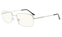 Eyekepper Reading Glasses-Blue Light Blocking-Reduced Eye Strain-Memory Computer Glasses Titanium Readers Men, Transparent Lenses (Silver,+1.50)