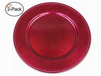 Tiger Chef 13-inch Fuchsia Round Beaded Charger PlatesDinner Chargers (2-Pack)