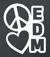 Peace Love EDM 5.5" Trance Logo RGB DJ Rave Die Cut Decal Sticker for Laptop Car Window Tablet Skateboard - White color
