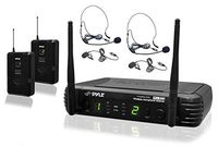8 Channel Wireless Microphone System - Portable UHF Digital Audio Mic Set with 2 Headset, 2 Lavalier lapel, 2 Transmitter, ¼'' cable, power adapter - For Karaoke, PA, DJ, - Pyle Pro PDWM3400