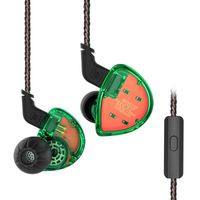 Dual Driver High Fidelity Earbuds, KZ ES4 Hybrid Extra Bassy In-Ear Headphones (Green with Mic)