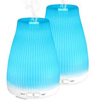 BAXIA TECHNOLOGY Essential Oil Portable Ultrasonic Cool Mist Humidifier, 8 LED Lights Waterless Auto Shut-Off fo Aroma Diffuser, 2-Pack, 100ML 2Pack