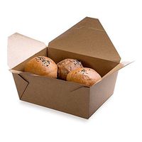 Bio Box 98 oz Rectangle Kraft Paper #4 Take Out Container - 8 1/2" x 6 1/4" x 3 1/2" - 50 count box - Restaurantware