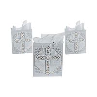 Fun Express - Religious Cross Gift Bags - Party Supplies - Bags - Paper Gift W & Handles - 12 Pieces