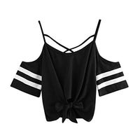 Kiminana Women Shirt,Women Casual Tops Off Shouder Vest Cold Shouder T-Shirt Short Sleeve V Neck T-Shirt Tops Blouse Black