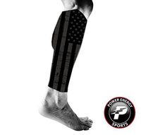 Power Energy Sports Running Training Calf Leg Compression Sleeve Pair Black USA Flag
