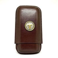 Genuine Leather Western Cross Cigar Case 3-Finger with 3 Cigar Holders - Pocket-Sized Cigar Case for Travel, Gifts for Men by Cigar Cutters by Jim (Brown)