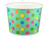 Black Cat Avenue Paper Ice Cream Cups, Polka Dot, Aqua Rainbow, 12 Ounce, 50 Count