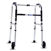 HYXQY-ZY Folding Walker Front Wheeled Support for Elderly | Adult Walking Frame Lightweight | Mobility Aid for Handicap Adjustable Height (Non-Slip, Safe and Stable)