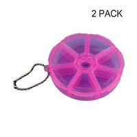 2 Packs, Weekly Pill Box, 7-Day Travel Pill Organizer, Weekly Storage Case, Medicine Tablet Dispenser Pills, Small Parts Hook Finishing Storage Box, Size 8 * 2Cm,Purple