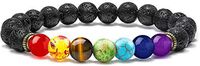 Matchless Lava Rock Chakra Bracelet - 8mm Natural Stone Chakra Bead Volcanic Bracelet, Men Women Stress Relief Yoga Beads Aromatherapy Essential Oil Diffuser Elastic Bracelet Bangle