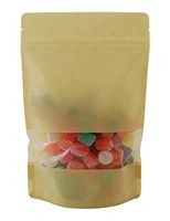 BAP 8 oz Kraft Rice Paper Stand Up Pouch, Zip (100 pcs)- 5 Mil Thickness