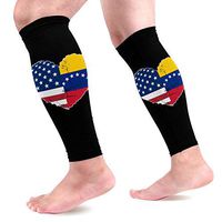 Venezuela USA Flag Heart Calf Compression Sleeves for Men & Women Leg Compression Socks for Running Workout 1 Pair