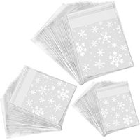 Xigeapg 300 Counts Resealable Cellophane Christmas Party Snowflake Cookie Bakery Candy Treat Gift Bags in 3 Sizes