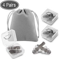 Sleeping Noise Cancelling Ear Plugs-Craftersmark Waterproof Reusable Silicone Earplugs Suitable for Swimming,Concerts,Construction Sites,4 Pairs with Travel Pouch（Gray）