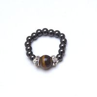 Tiger Eye & Black Magnetrim Stretch Ring (XS: 5-6)
