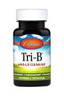 Carlson - Tri-B, Vitamin B Complex, 25 mg Vitamin B-6, 400 mcg Vitamin B-12, Folic Acid Energy Pills, Promote Cardiovascular Health, B Complex Vitamins, B12 Supplement, B Vitamin Complex, 120 Tablets