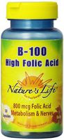 Nature's Life B-Complex Capsules, High Folic Acid, 100 Mg, 50 Count