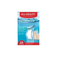 All-Health Clear Waterproof Adhesive Bandages, Assorted Sizes Variety Pack, 20 Count | 100% Waterproof First Aid for Minor Cuts & Scrapes