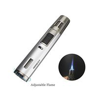 Torch Lighters Butane Refillable Torch Lighter High Quality Double Jet Flame Strong Flame Windproof (Grey)