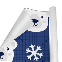 Gift Wrapping Paper Roll Cute Polar Bears Winter Blue for Birthday,Holiday,Wedding,Baby Shower Gift Wrap - 3Rolls - 58inch x 23inch Per Roll