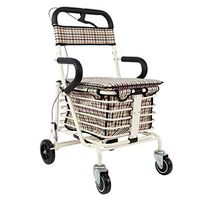 Alexzh_Rollator Sit Push Dual-use Folding Walker 360° Universal Wheel Design Independent handbrake Elderly Means of Transport Rehabilitation Training, Aluminum Alloy