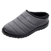Goldweather Women House Slippers Waterproof Fur Lined Anti-Slip Slippers Winter Snow Warm Shoes(6.5-7,Gray)