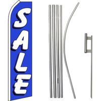 Moon Knives Sale White Blue Swooper Super Flag & 16ft Flagpole Kit Ground Spike - Party Decorations Supplies for Parades - Prime Outside, Garden, Men Cave Decor Flag