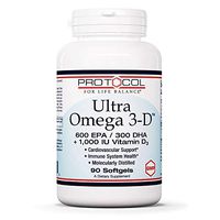 Protocol For Life Balance - Ultra Omega 3-D - 600 EPA / 300 DHA + 1,000 IU Vitamin D3 for Cardiovascular Support and Immune System Health - 90 Softgels