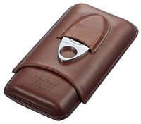 Personalized Legend Saddle Leather 3-Cigar Case and Cutter with Free Vivaldi Laser Engraving