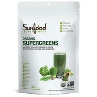 Sunfood Superfoods Supergreens Drink Powder Raw Organic (Sun Is Shining) - 19 Green Super-Foods, Probiotic & Enzyme Blend - Digestive Health, Immunity, Nutrition, Alkalizing, Energizing 8 oz Bag