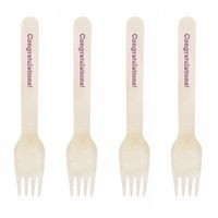 Dress My Cupcake Natural Wood Candy 100-Pack Buffet Forks DIY Kit, Congratulations, Plum Purple