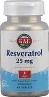 Kal 25 Mg Resveratrol Tablets, 60 Count