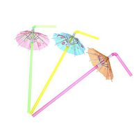 AMOSFUN Hawaiian Party Disposable Flower Umbrella Straws Flexible Drinking Straws Party Decorative Drinking Straw for Luau Beach Parties, Bars, Restaurants,Kitchen Supplies,Island Themed Party 20pcs