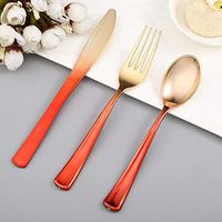 Tableclothsfactory 72 PCS Metallic Red Ombre Design Disposable Plastic Cutlery Set for Wedding Party Banquet Events Candy Buffet