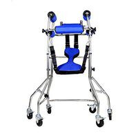 Children Standing Rehabilitation Equipment Cerebral Palsy Walker Hemiplegic Lower Limb Training Standing Frame with Wheel Walker Adult Walker Stainless Steel Six-Wheel Rollover Stand