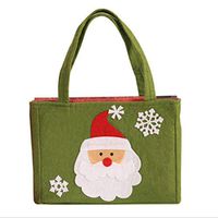 Christmas Gift Bags Fabric Reusable Cute Bag Santa Snowman Print Bags 13 * 9.1 inch Candy Bags (Green Santa Bag)