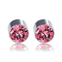 Lottoy 1 Pair Unisex Weight Loss Ear Stud, Healthy Stimulating Acupoints Magnetic Therapy Earrings,No Piercing (Pink)