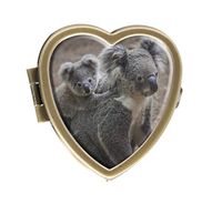Cute Koala Bear and Mom Design Bronze Pill Case Box Western Medicine Tablet Holder Decorative Bronze Pill Box for Pocket or Purse